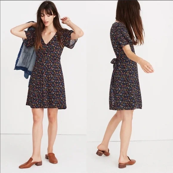 madewell garden party dress Madewell Cross-Front Mini Dress in Garden Party